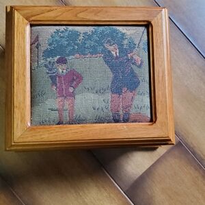 Vintage Wooden Box with Golf Scene Lemcke Woods